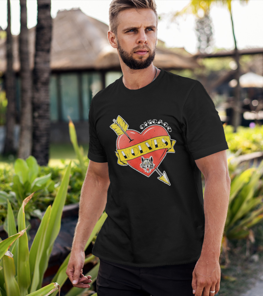 Chicago Wolves Heart Arrow Banner T-Shirt