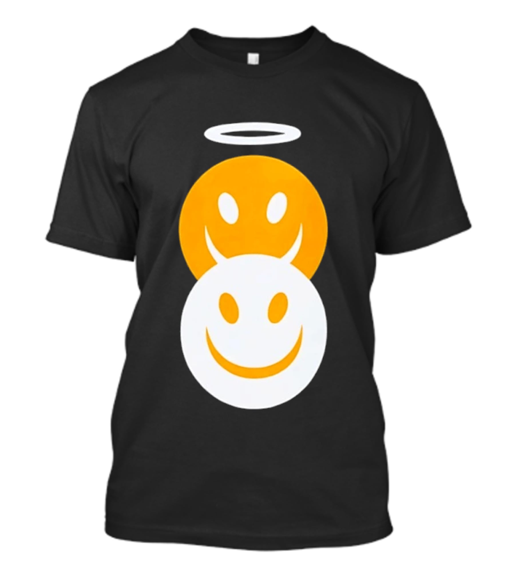 Angel And Devil Smiley Faces Halo And Horns T-Shirt