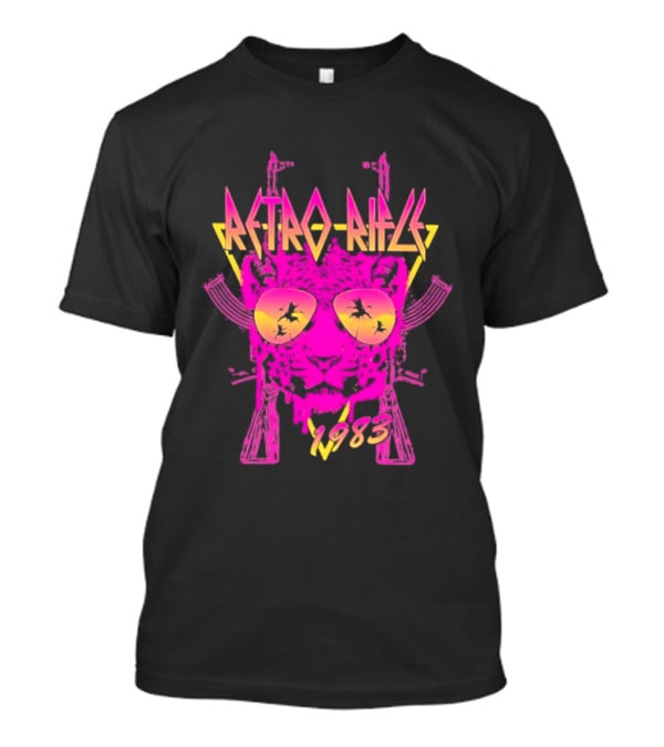 Retro Rifle 1983 Neon Skull Sunglasses Vintage Aesthetic T-Shirt
