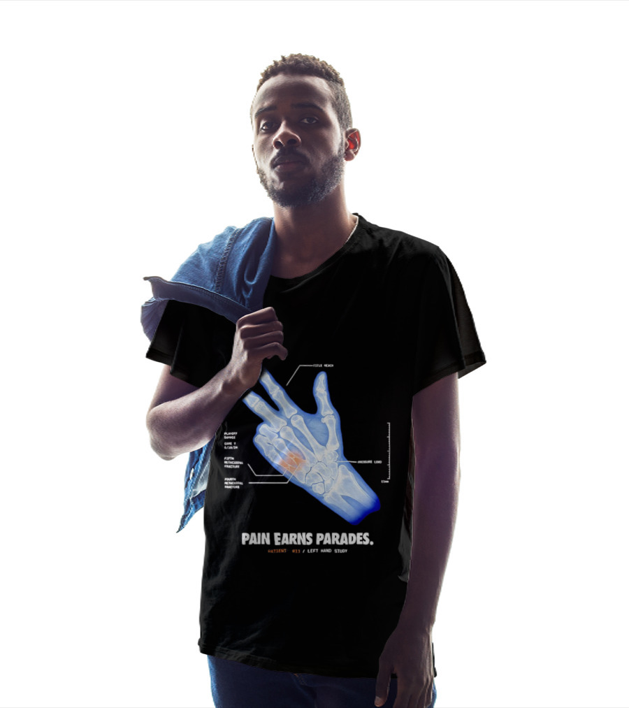 Pain Earns Parades X Ray Left Hand Study Detailed Anatomy T-Shirt