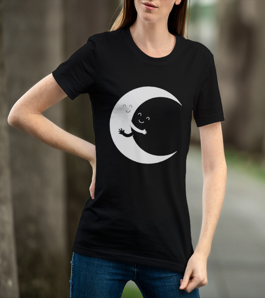Celestial Hugging Moon Crescent Night Sky Space T-Shirt