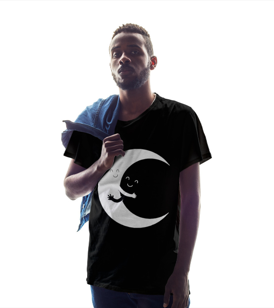 Celestial Hugging Moon Crescent Night Sky Space T-Shirt