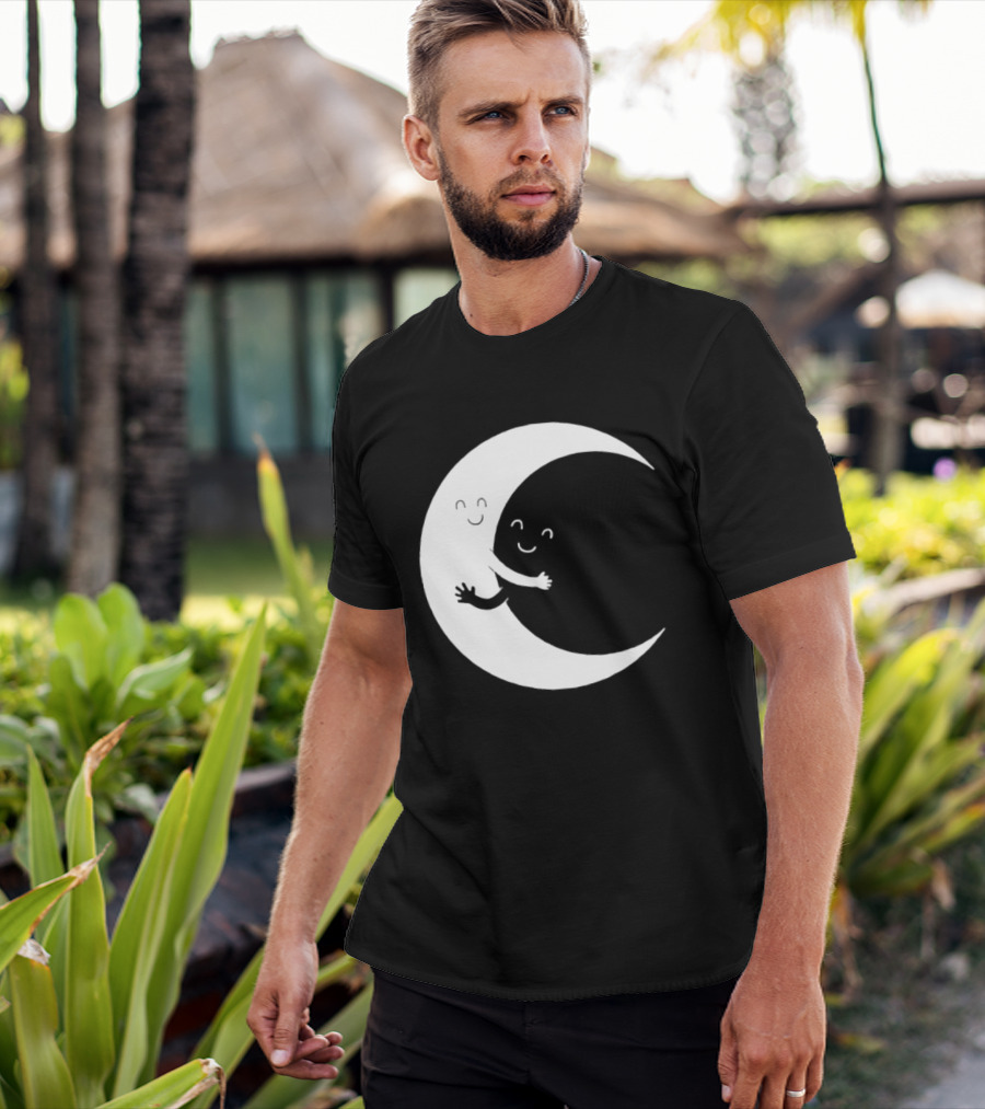 Celestial Hugging Moon Crescent Night Sky Space T-Shirt