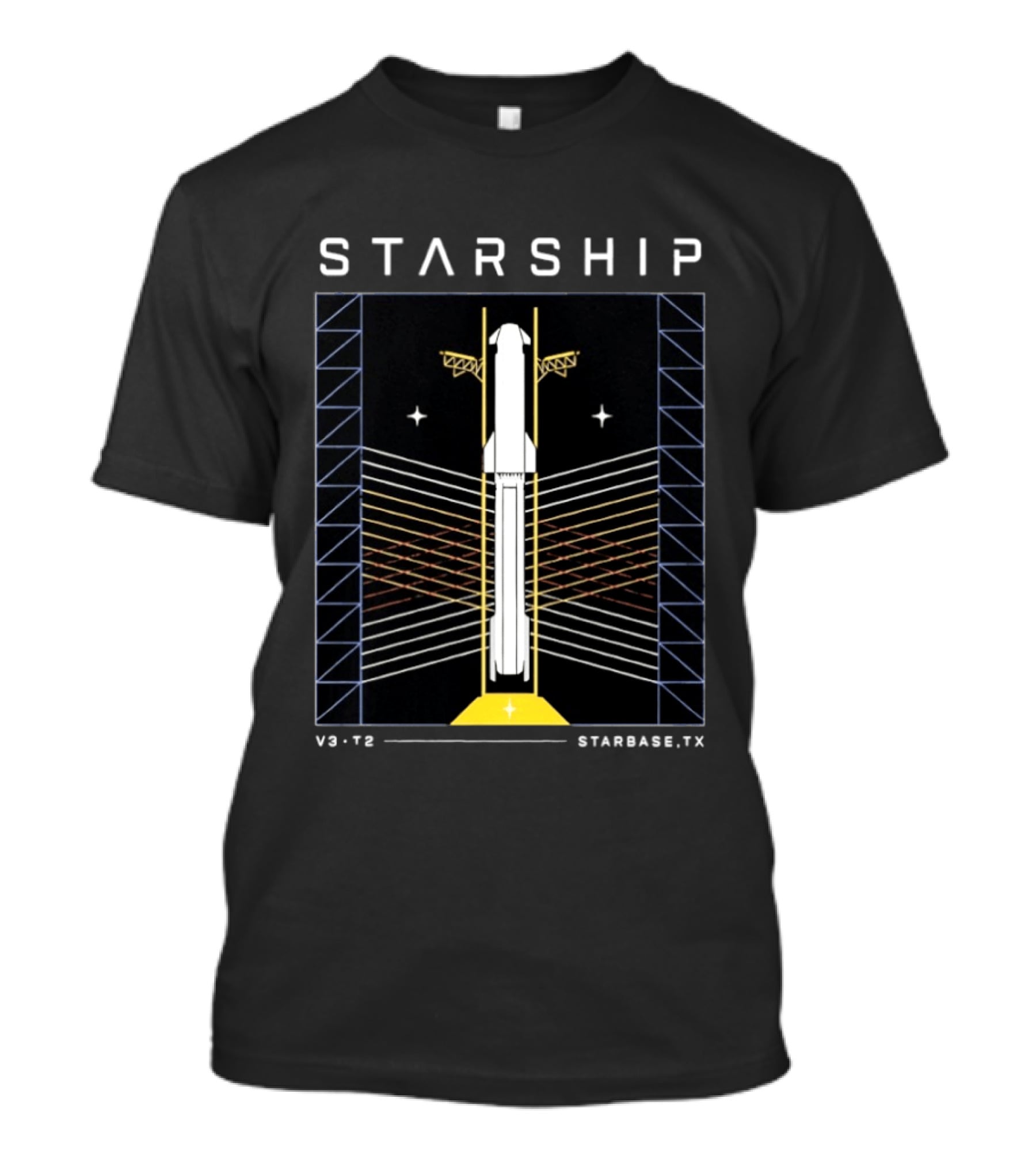 Starship V3 T2 Starbase TX Rocket Schematic Technical Diagram T-Shirt