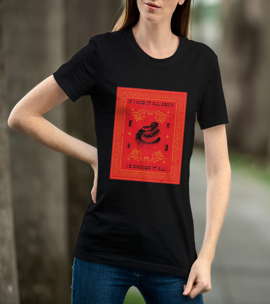 If I Had It All Again I'd Change It All Rattlesnake Western Red Bandana T-Shirt