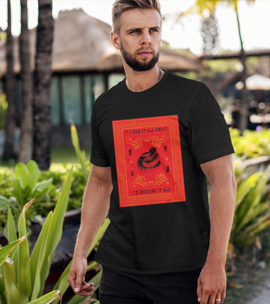 If I Had It All Again I'd Change It All Rattlesnake Western Red Bandana T-Shirt