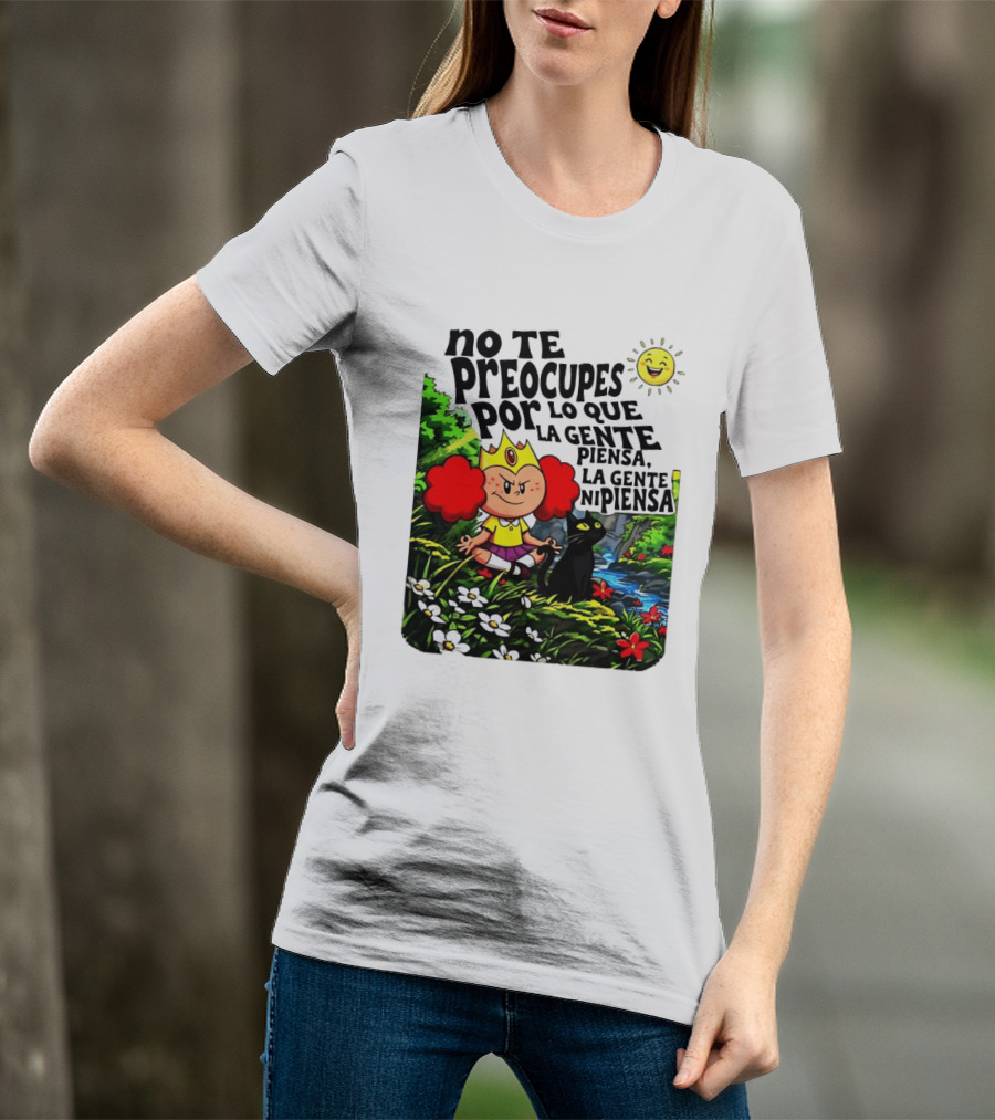 No Te Preocupes Por Lo Que La Gente Piensa Meditando Chica Corona Gato T-Shirt