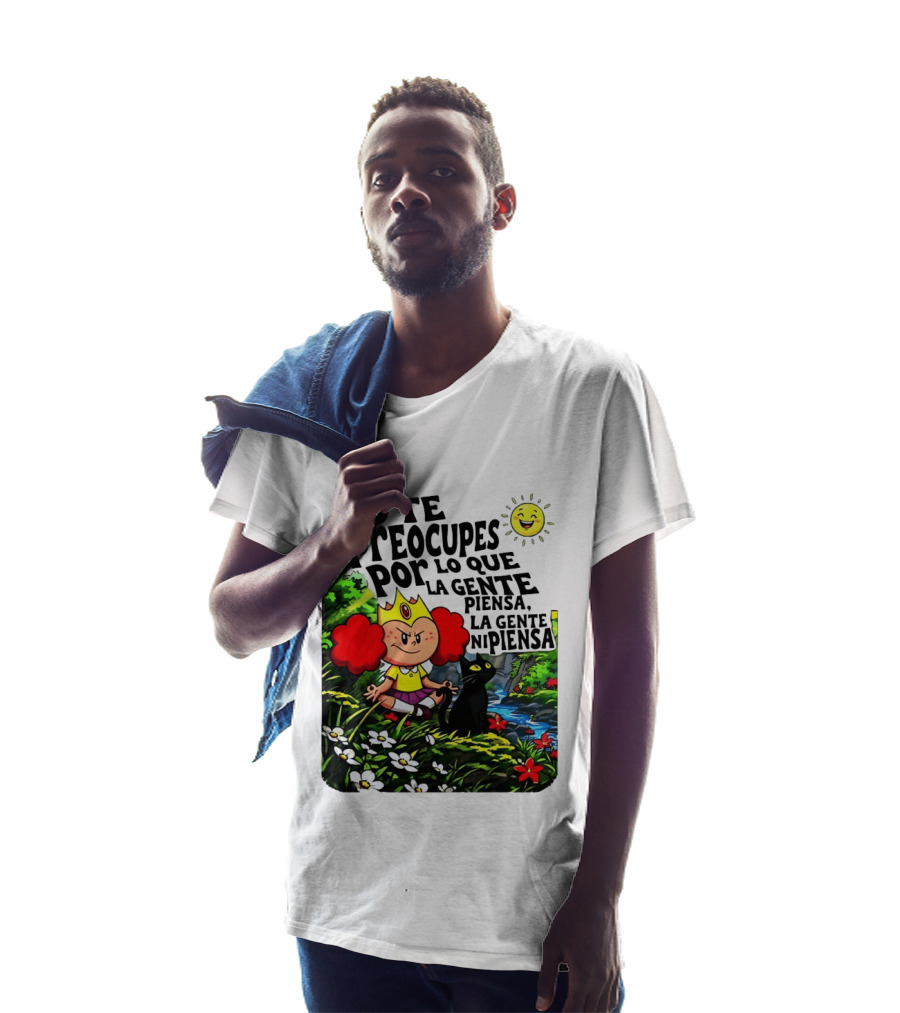 No Te Preocupes Por Lo Que La Gente Piensa Meditando Chica Corona Gato T-Shirt