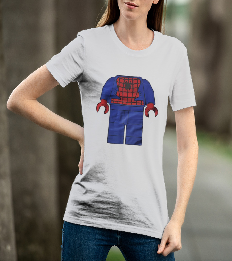 Lego Spider Man Minifigure Marvel Super Hero Iconic Costume Red And Blue Suit T-Shirt