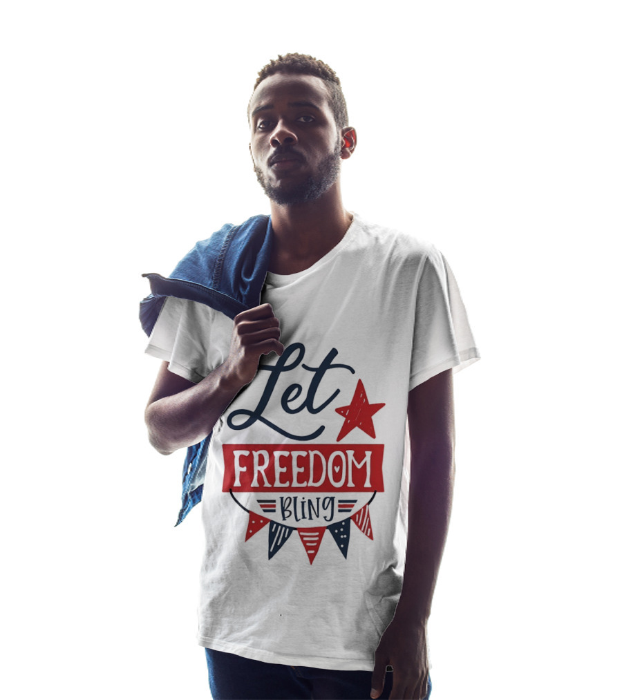 Let Freedom Bling Star Banner Fourth Of July Patriotic Americana Independence Day T-Shirt