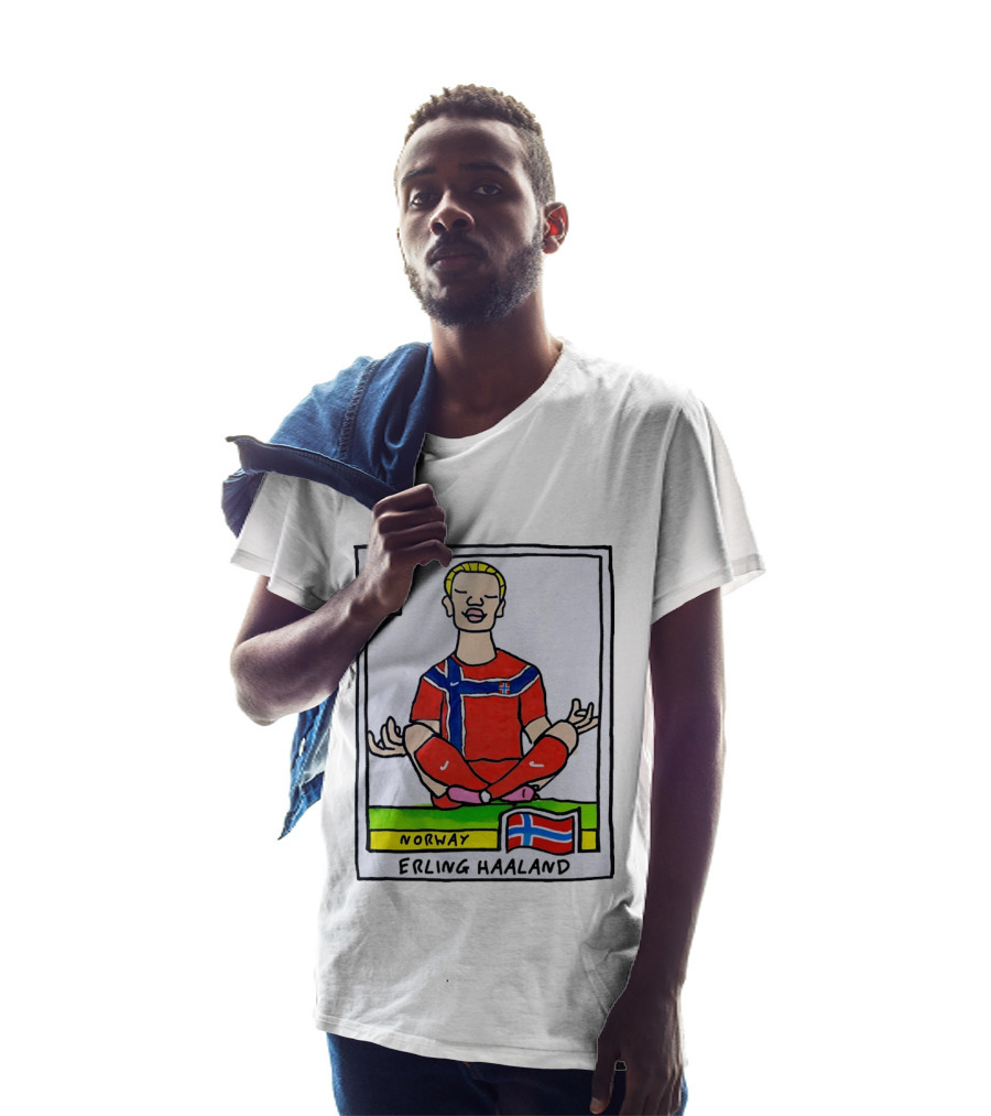 Erling Haaland Norway Soccer Meditation Cartoon Norway Flag T-Shirt