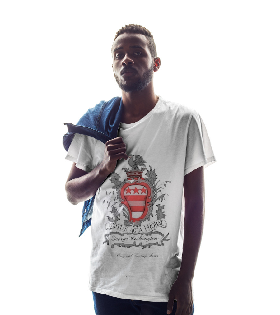 George Washington Exitus Acta Probat Coat Of Arms Crest With Original Washington Signature T-Shirt