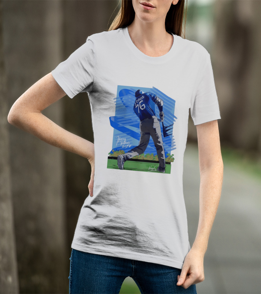 Carlos 76 Happy Fathers Day Baseball Player Sports T-Shirt