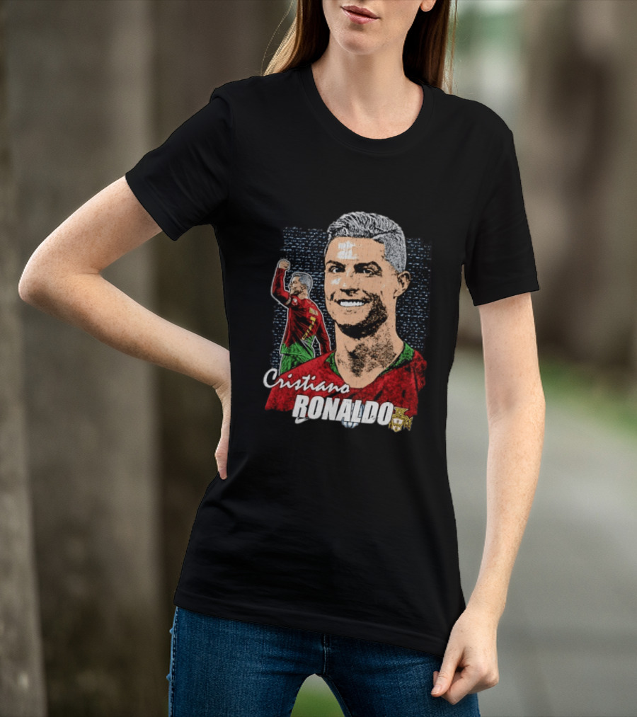 Cristiano Ronaldo Portugal National Team Football Icon With Number 7 And Crest T-Shirt