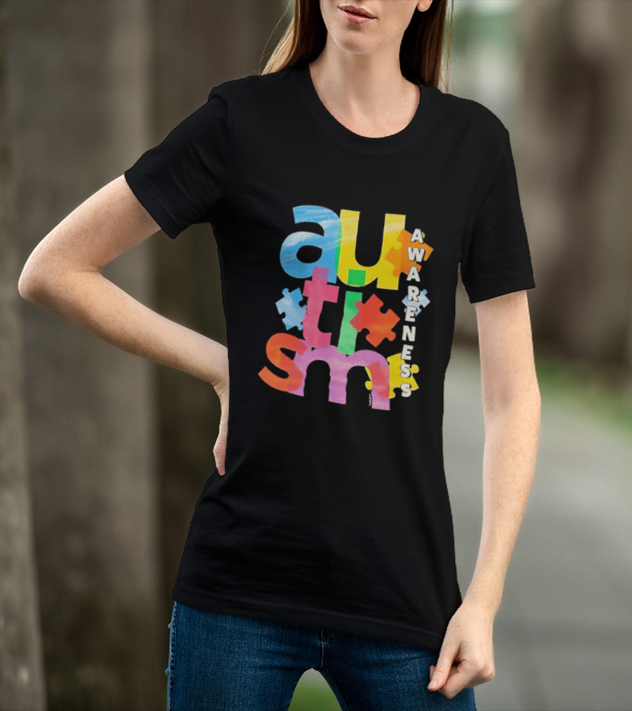 Autism Awareness Puzzle Colorful Letters And Pieces T-Shirt