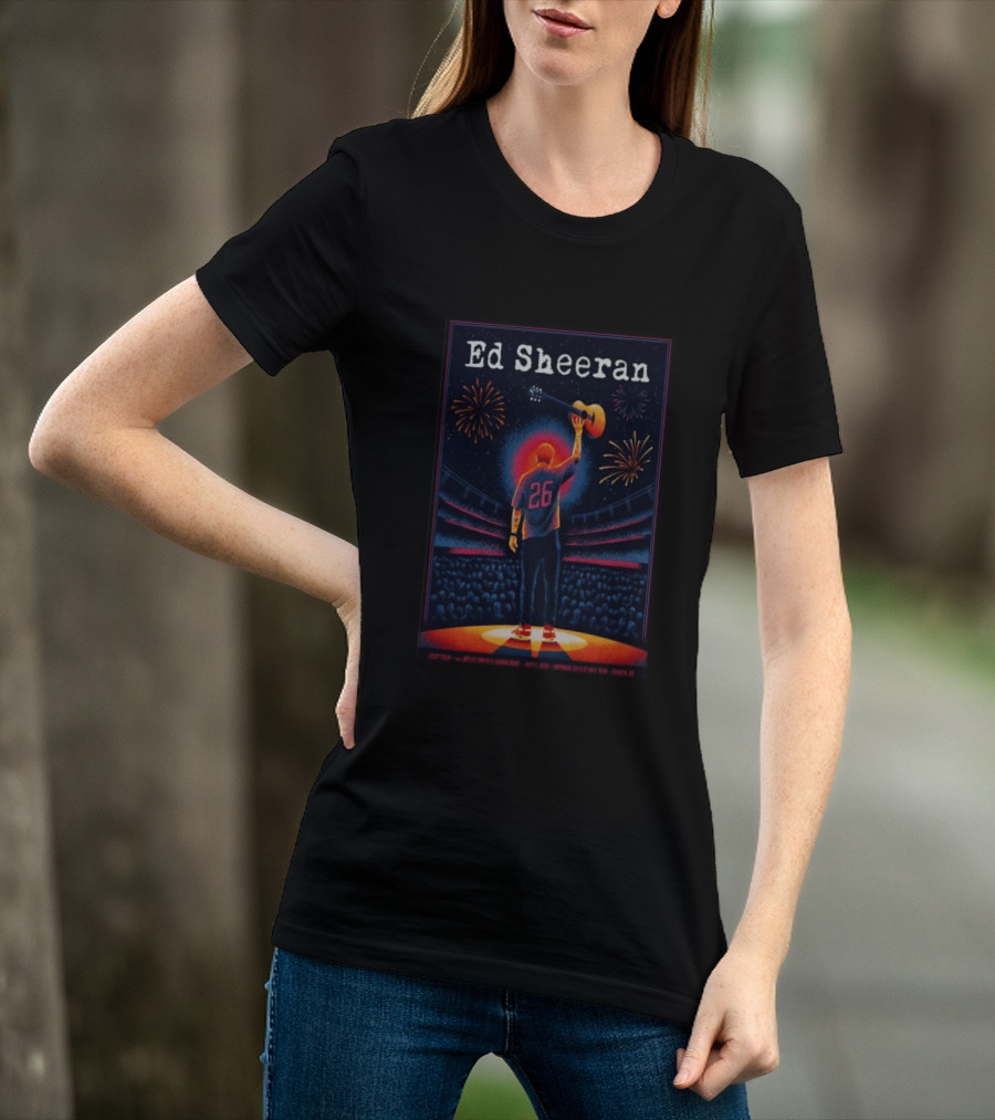 Ed Sheeran July 4 2026 Empower Field Mile High Denver CO Concert Fireworks And Guitar T-Shirt