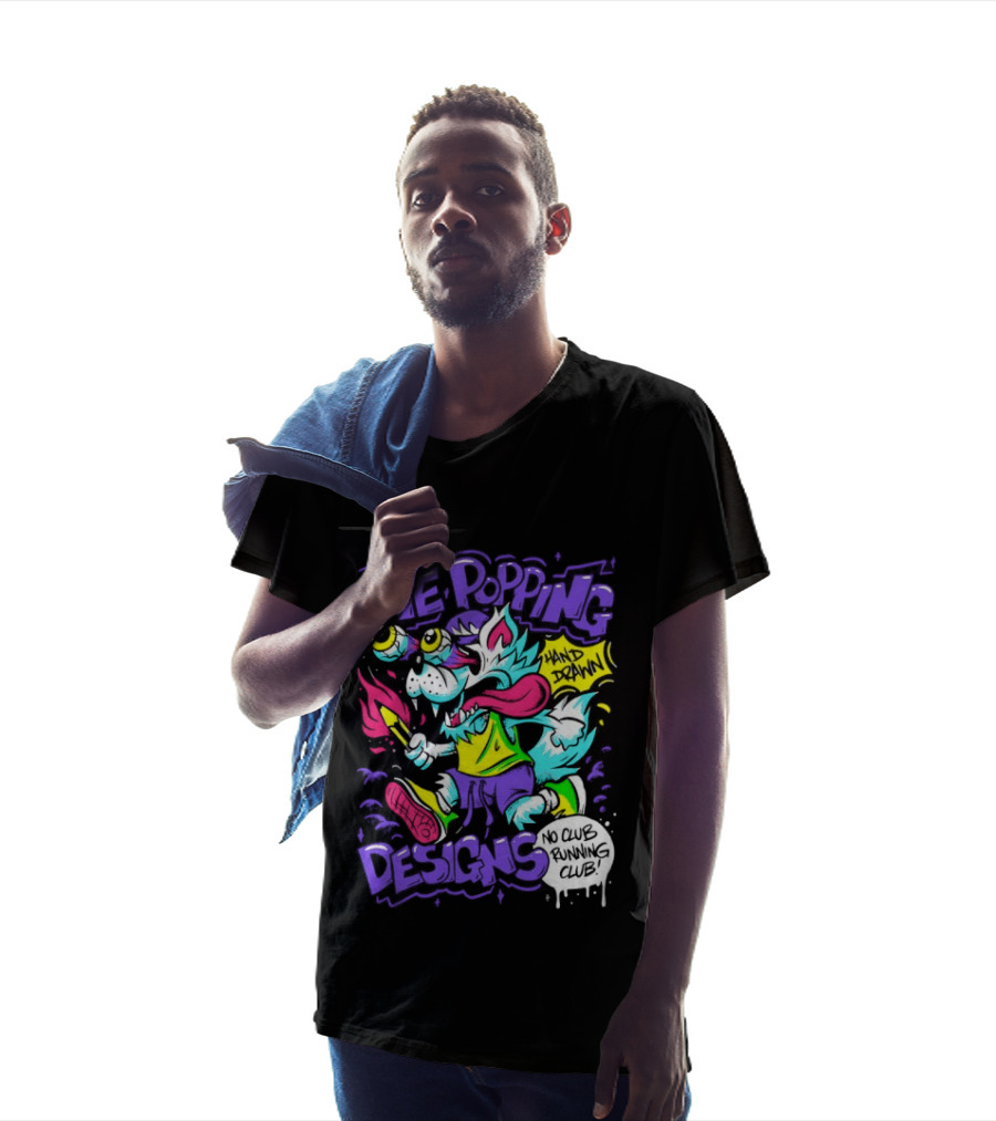 Eye Popping Wolf Hand Drawn No Club Running Club T-Shirt