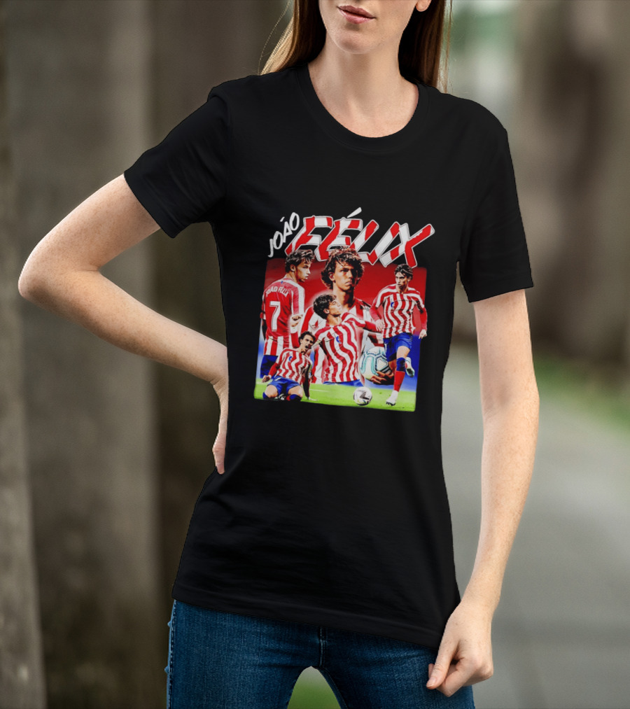 Joao Felix Atletico Madrid Number 7 Soccer Star Collage T-Shirt