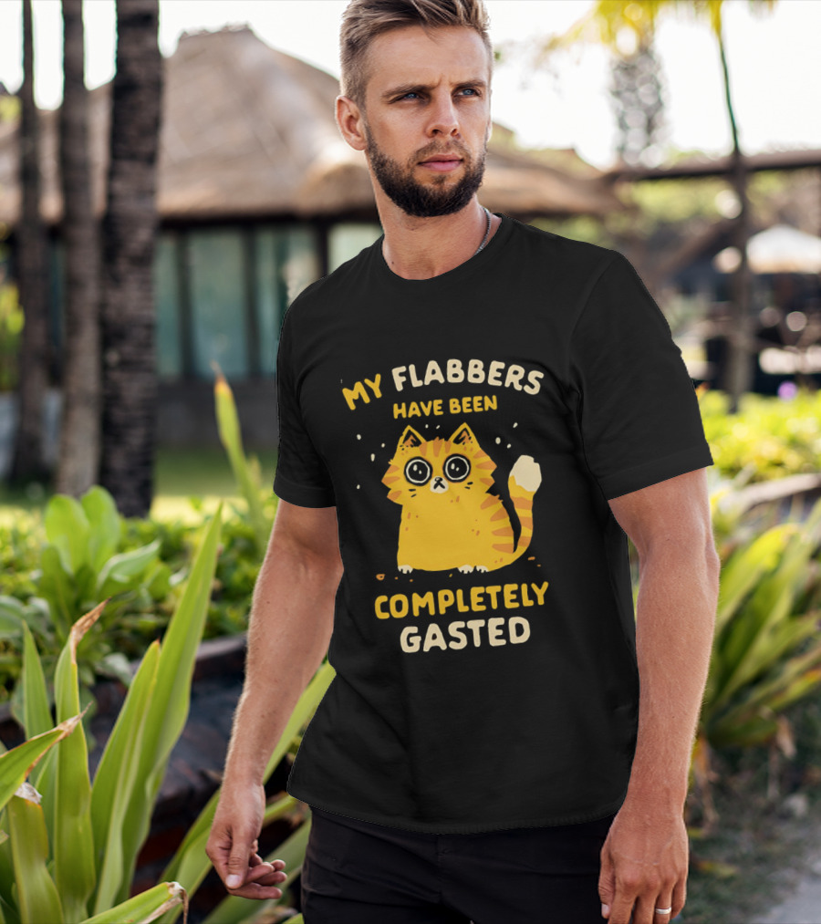 Shocked Cartoon Cat My Flabbers Have Been Completely Gasted T-Shirt