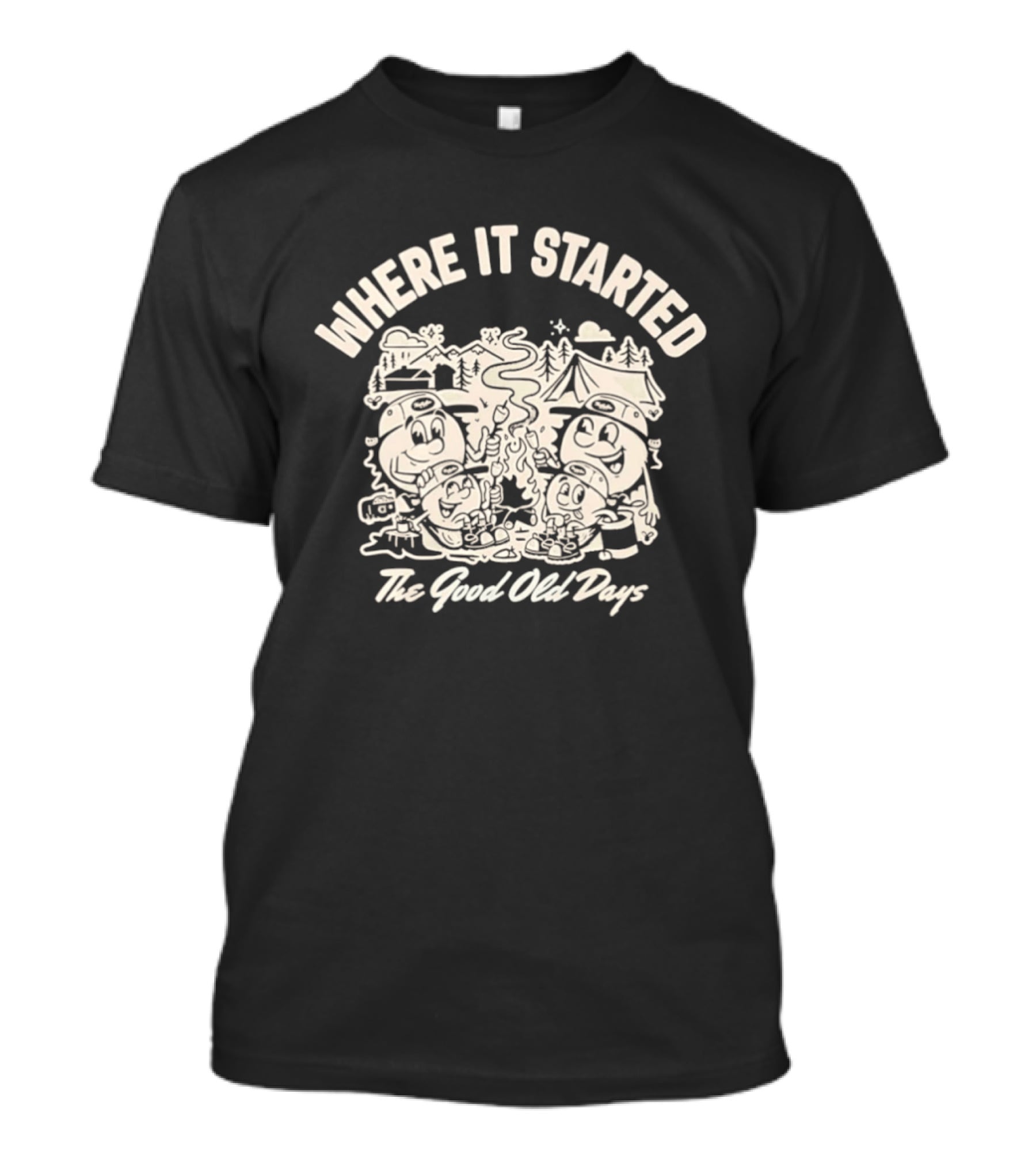 Where It Started The Good Old Days Retro Cartoon Characters T-Shirt