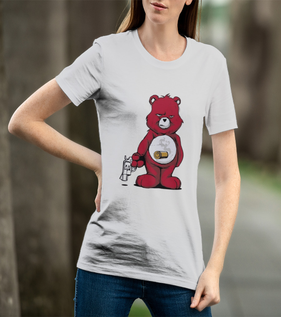 Red Bear With Revolver .38 Special Bullet Smoke T-Shirt
