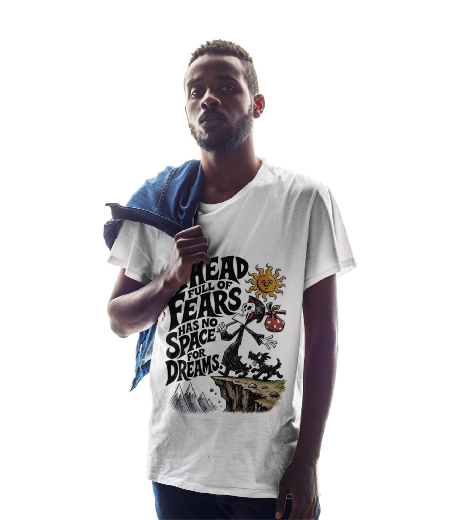 Grim Reaper A Head Full Of Fears Has No Space For Dreams Sun And Mountains Scene T-Shirt
