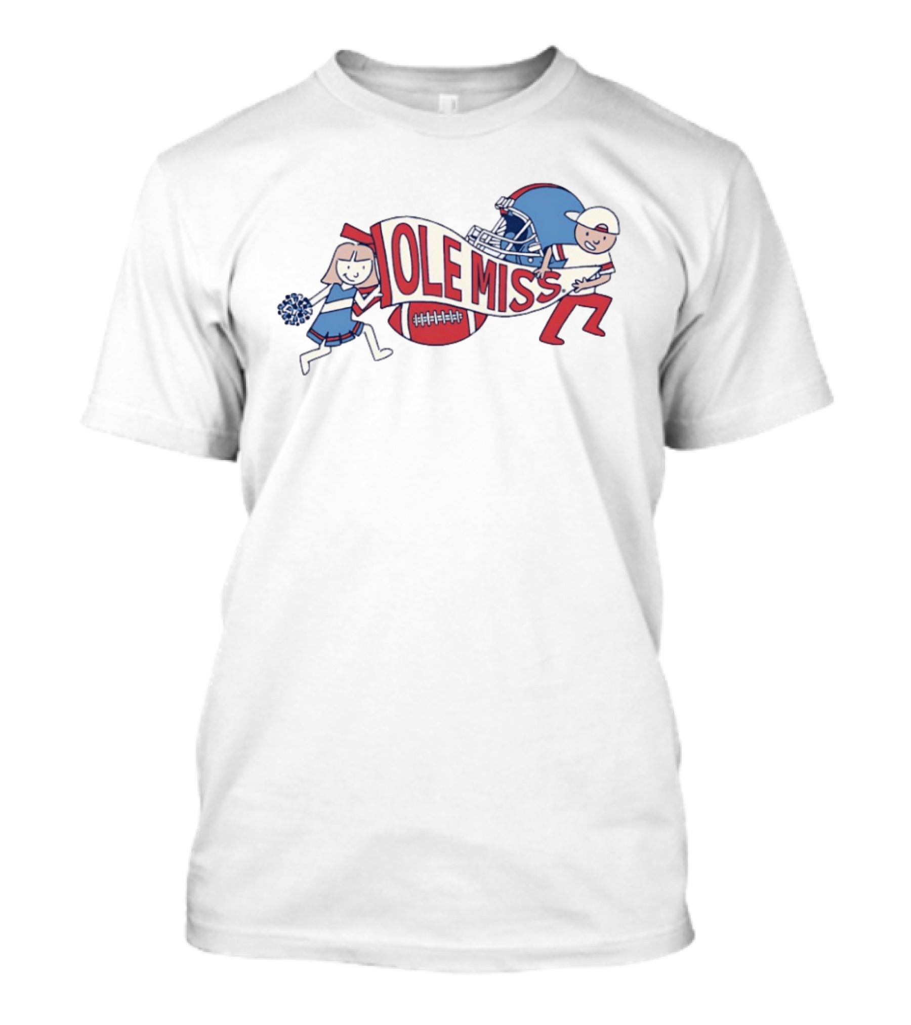 Ole Miss Cheerleader And Football Player Waving Pennant And Helmet T-Shirt
