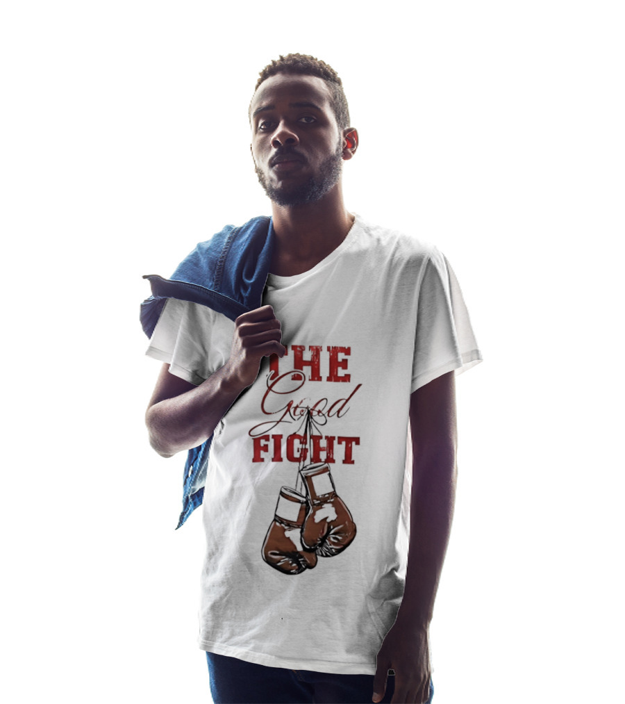 The Good Fight Hanging Boxing Gloves Motivation T-Shirt