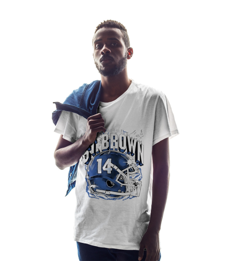 Amon Ra St. Brown 14 Helmet Detroit Lions T-Shirt
