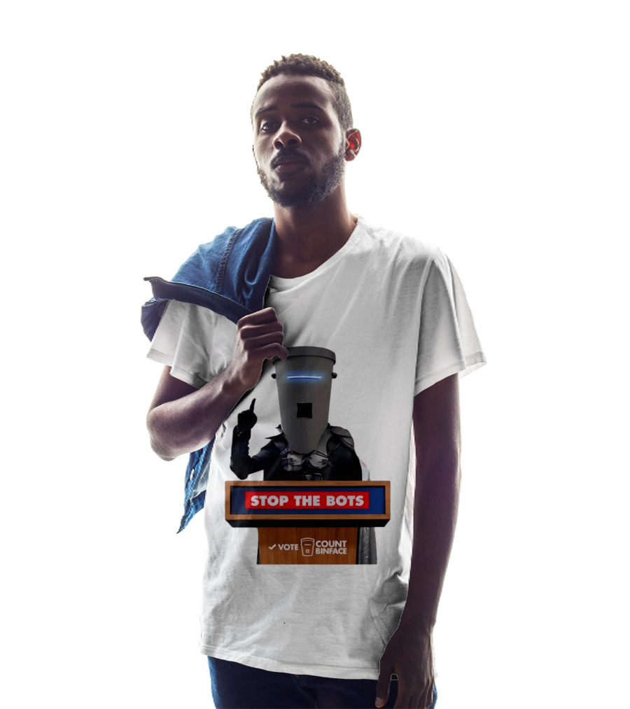 Stop The Bots Vote Count Binface UK Politics T-Shirt