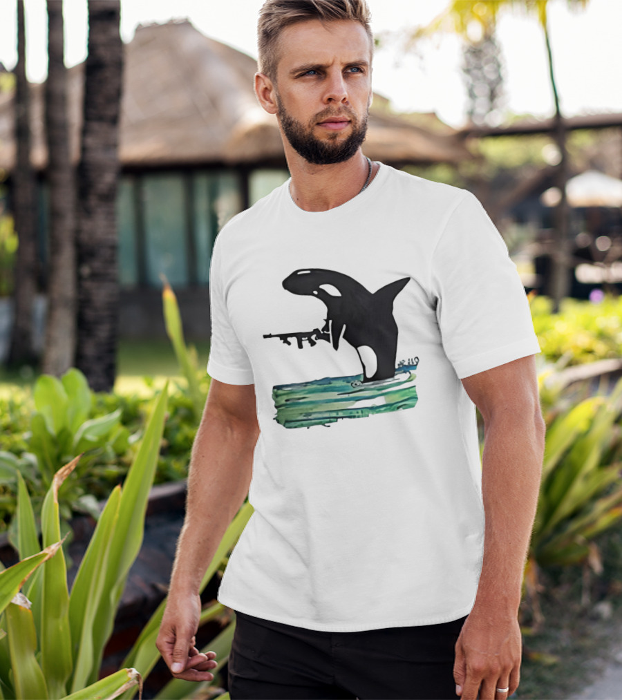 Orca Whale Holding A Machine Gun T-Shirt