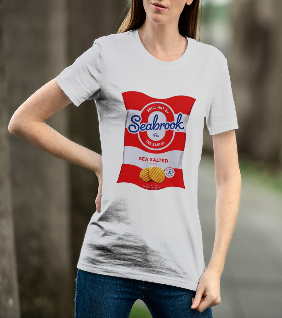 Seabrook Brilliant By The Bagful Sea Salted Flavour Since 1945 Crinkle Cut Crisps Gluten Free Vegetarian T-Shirt