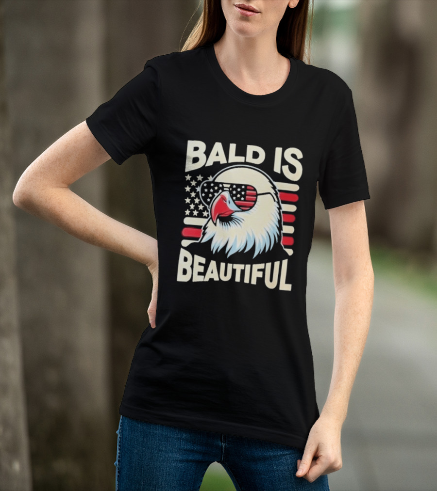 Bald Is Beautiful USA Patriotic Eagle Stars And Stripes T-Shirt