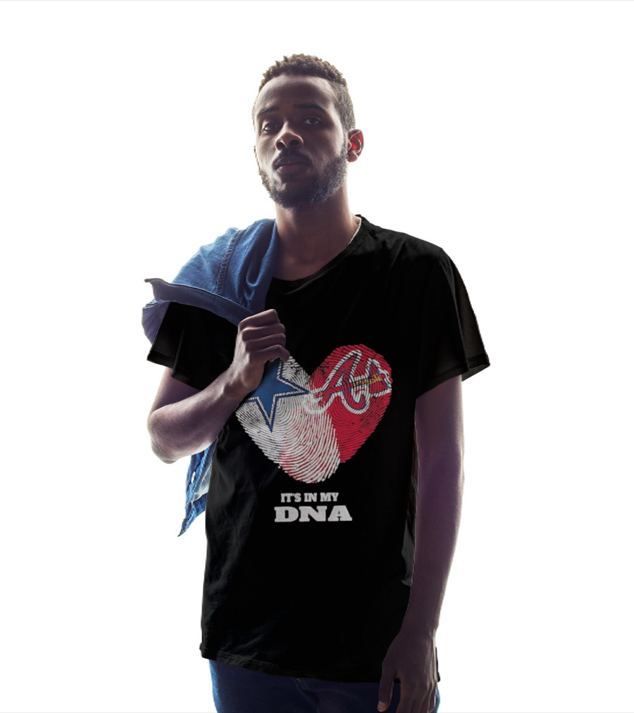 Dallas Cowboys Atlanta Braves Heart It's In My DNA Fingerprint T-Shirt