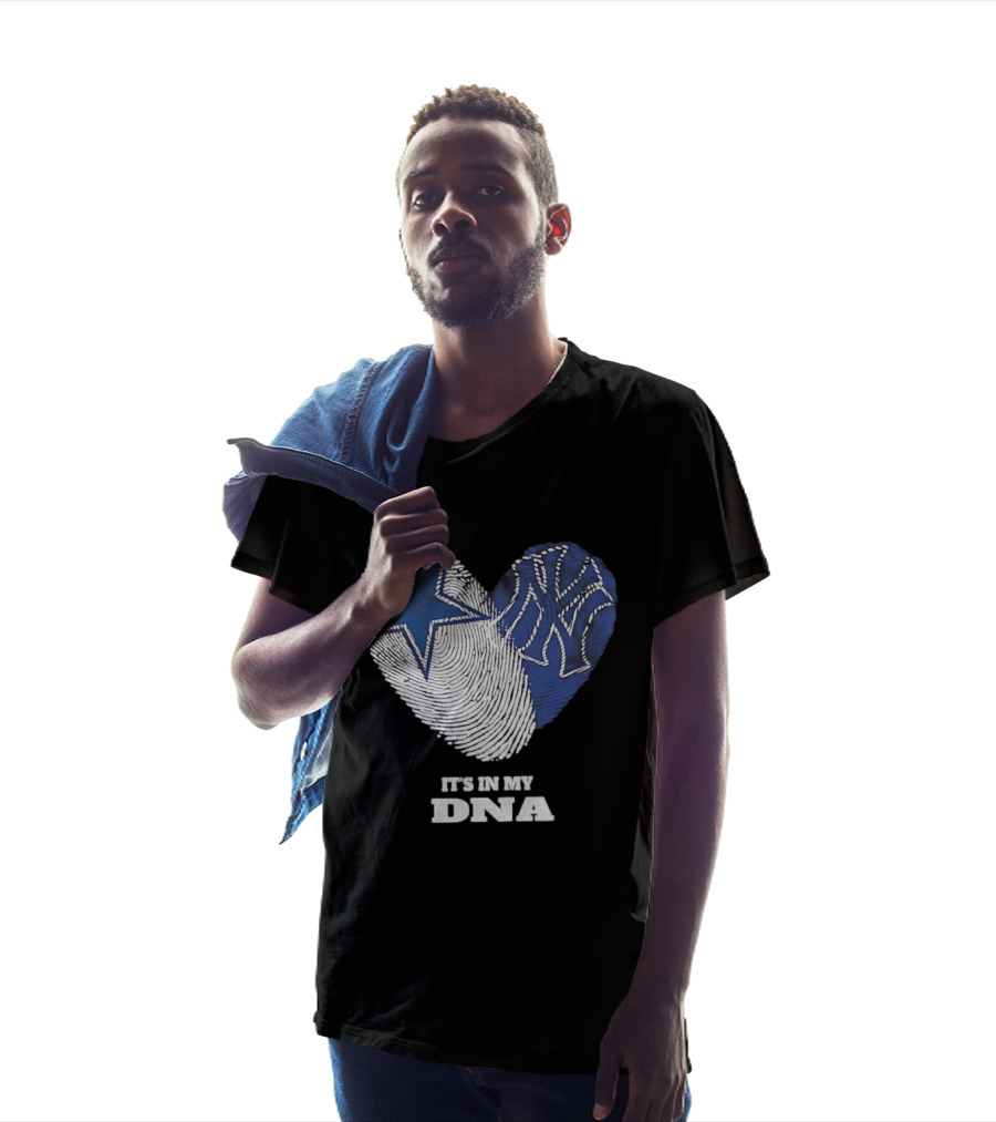 Dallas Cowboys New York Yankees It's In My DNA Fingerprint Heart T-Shirt