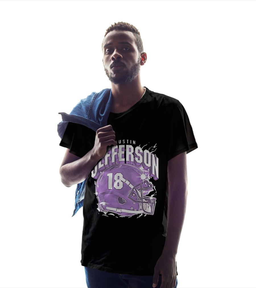 Justin Jefferson 18 Minnesota Vikings Helmet T-Shirt