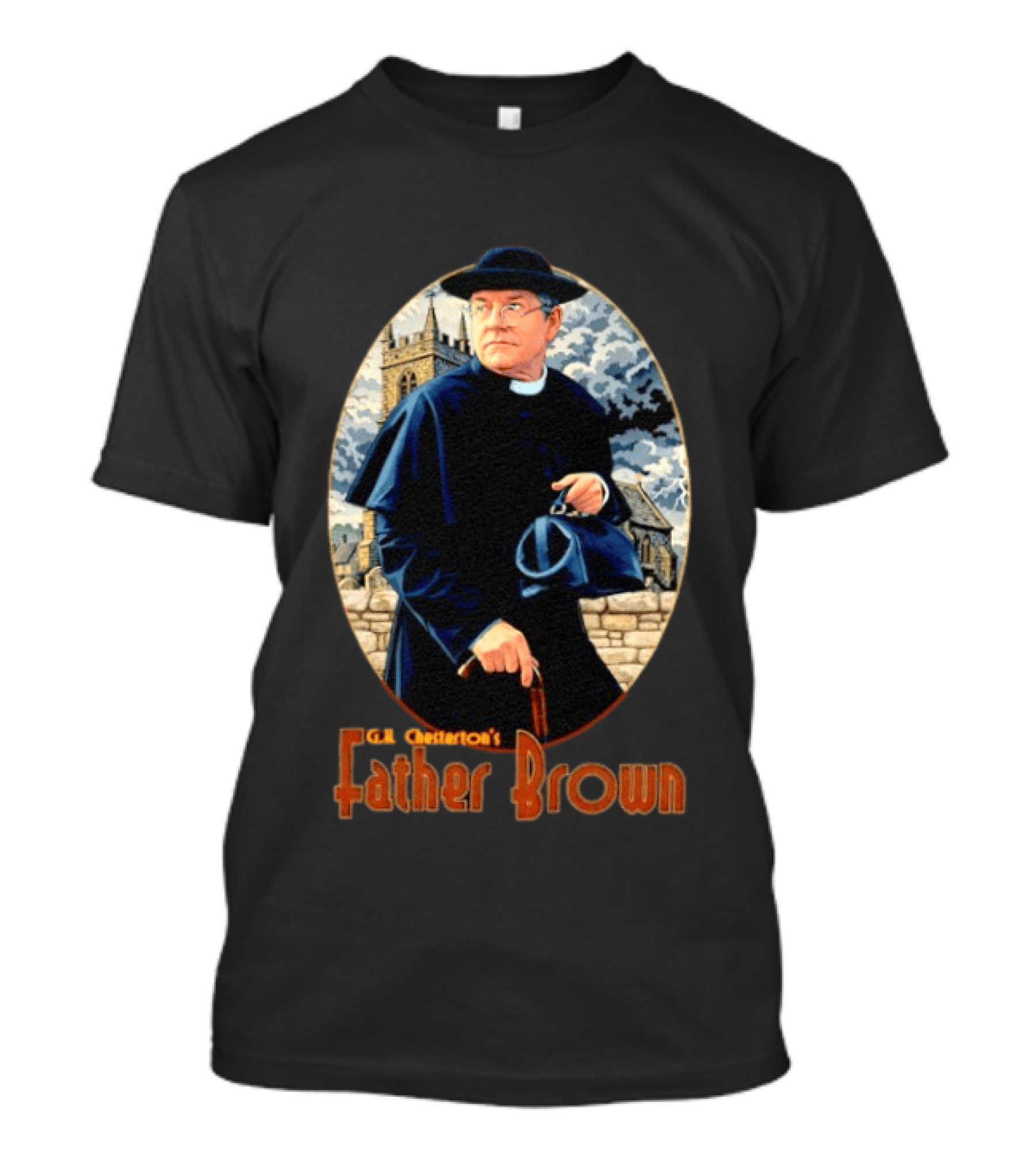 G.K. Chesterton's Father Brown Detective Church Mystery Scene T-Shirt