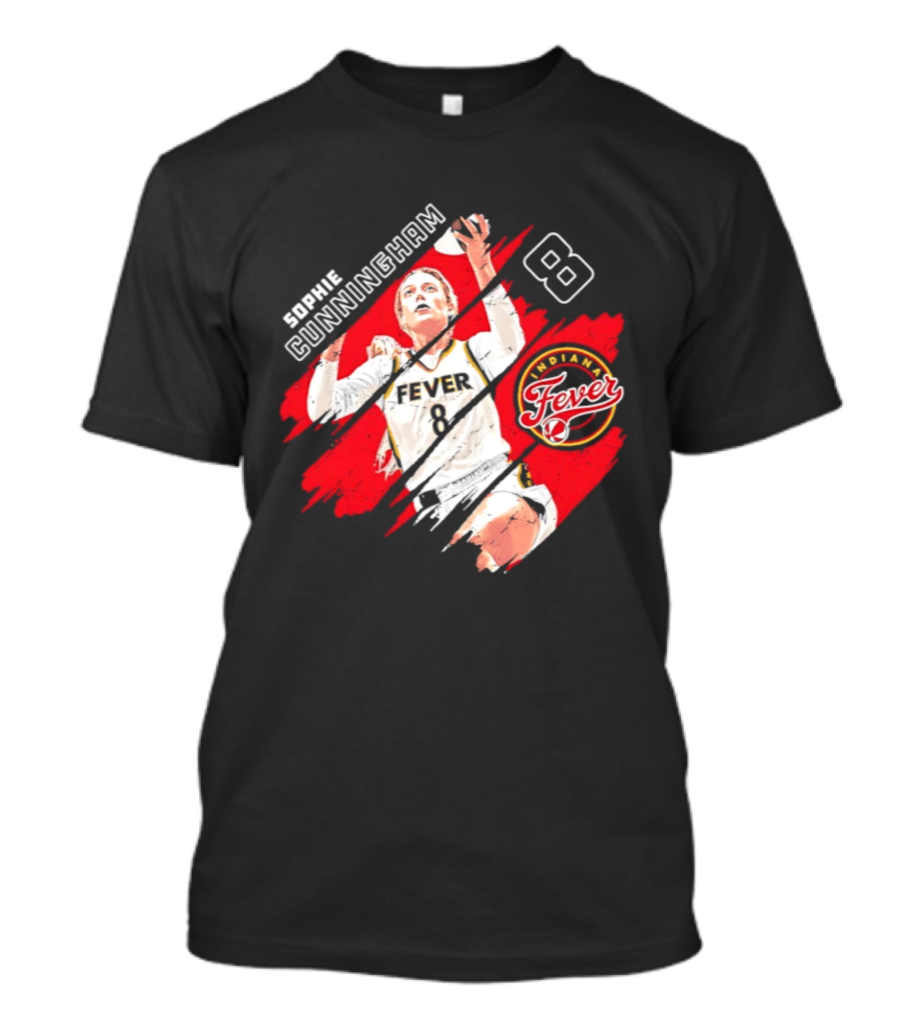 Sophie Cunningham Number 8 Indiana Fever Basketball Team Logo Red T-Shirt