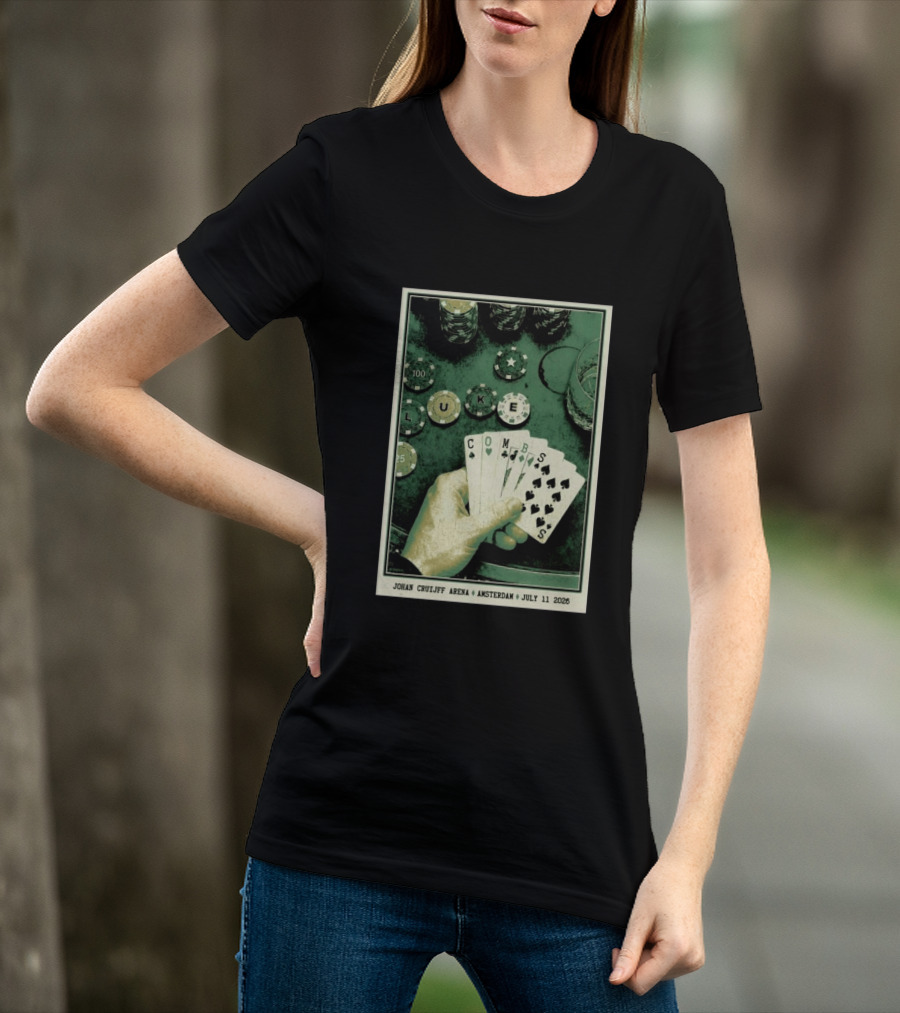 Luke Combs Poker Themed Johan Cruijff Arena Amsterdam July 11 2026 Tour T-Shirt