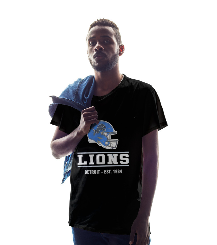 Detroit Lions Helmet Logo Est 1934 Football T-Shirt