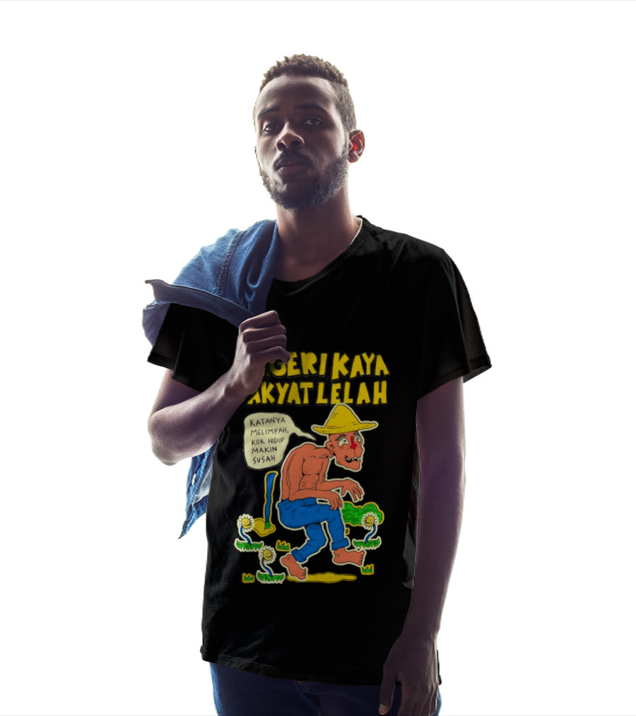 Negeri Kaya Rakyat Lelah Katanya Melimpah Kok Hidup Makin Susah Petani Gambar Lucu Kartun T-Shirt