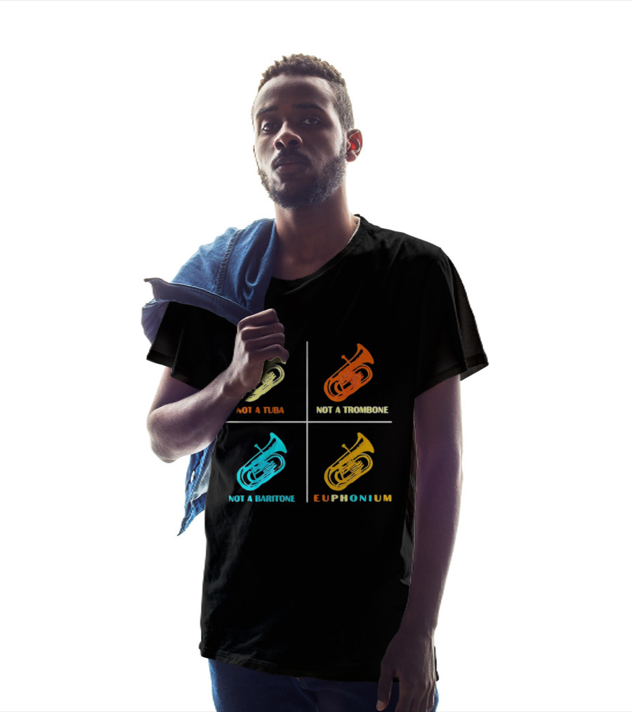 Not A Tuba Not A Trombone Not A Baritone Euphonium Colorful Instrument Grid T-Shirt