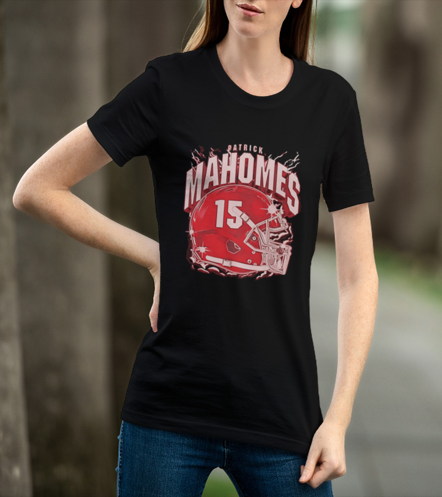 Patrick Mahomes 15 Helmet Kansas City Chiefs Explosion T-Shirt