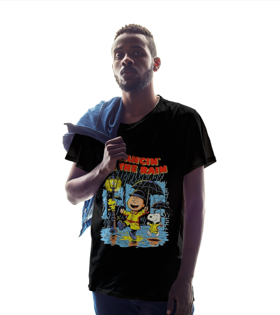 Peanuts Dancin' In The Rain Snoopy Charlie Brown Woodstock T-Shirt