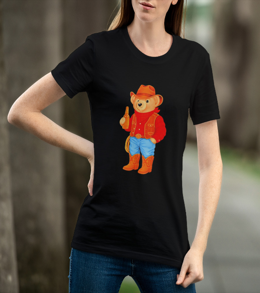 Polo Bear Cowboy Western Boots Hat And Bottle T-Shirt
