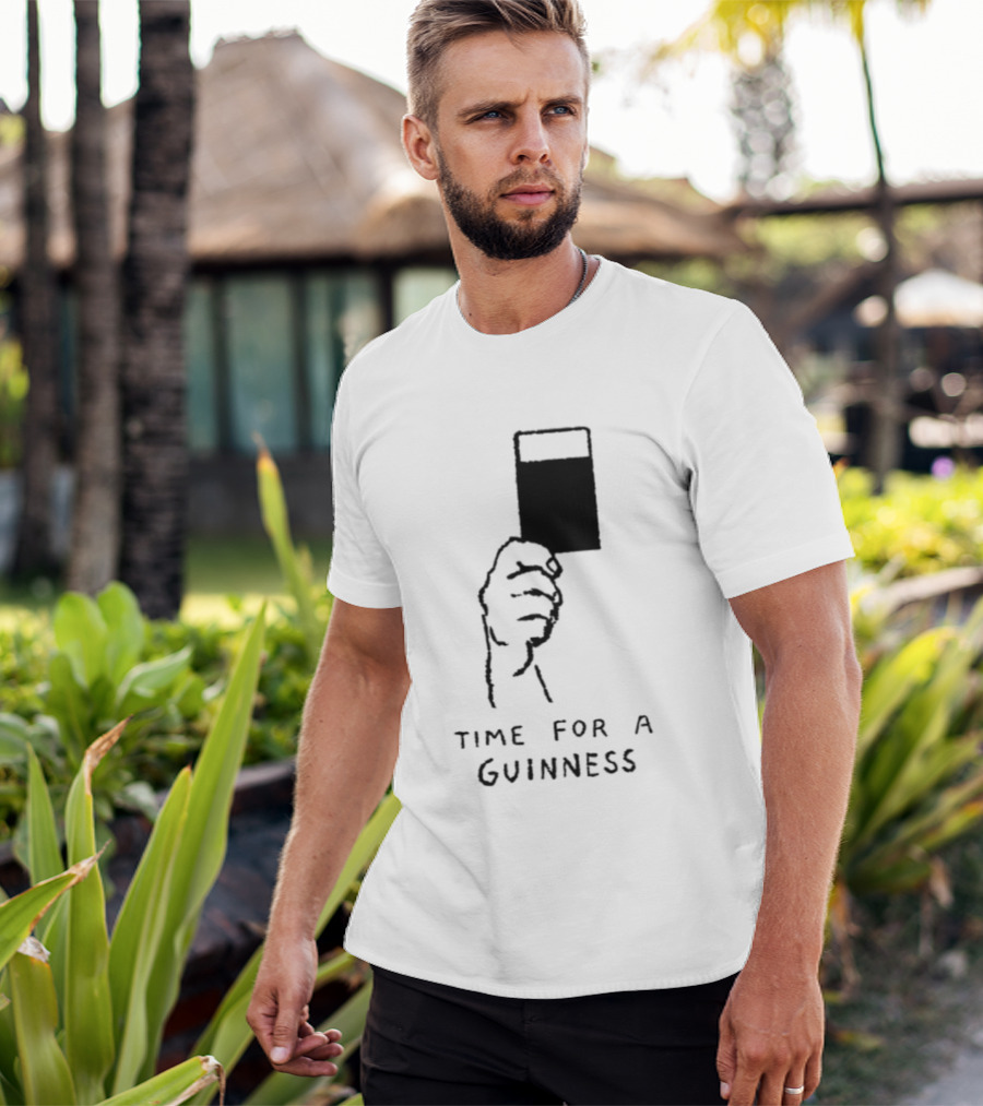 Time For A Guinness Beer Stout Irish Pub Cheers Hand Holding Pint T-Shirt