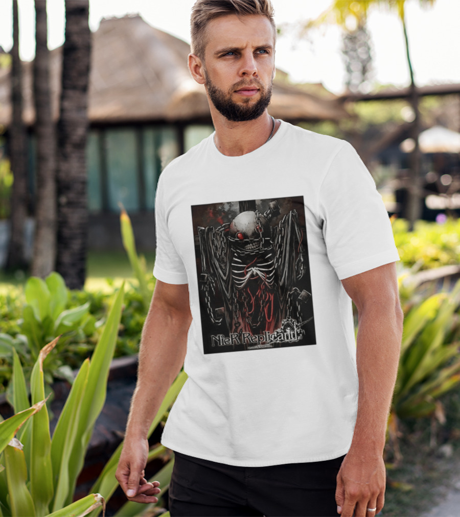 Nier Replicant Red Eye Skulls Chains Grim Aesthetic T-Shirt