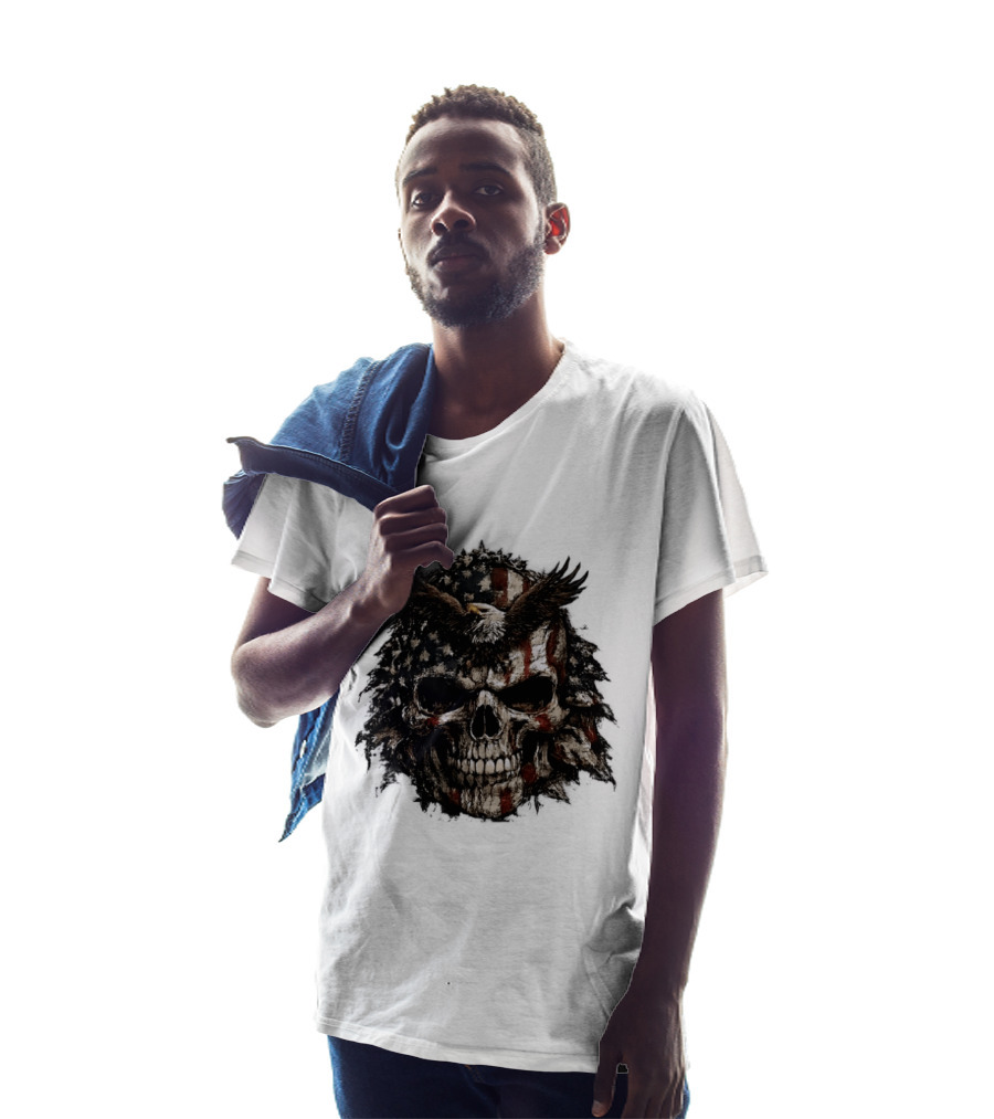 American Flag Eagle Skull USA Patriotic T-Shirt