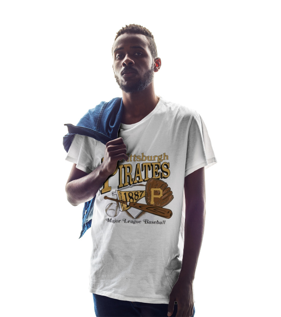 Pittsburgh Pirates Since 1887 Major League Baseball Bat Glove Patch Ball T-Shirt