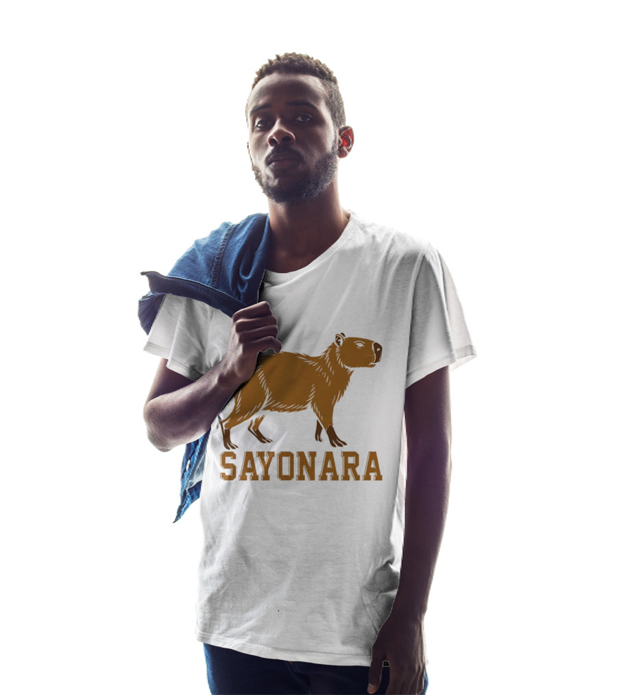 Sayonara Capybara Brown Rodent Farewell T-Shirt